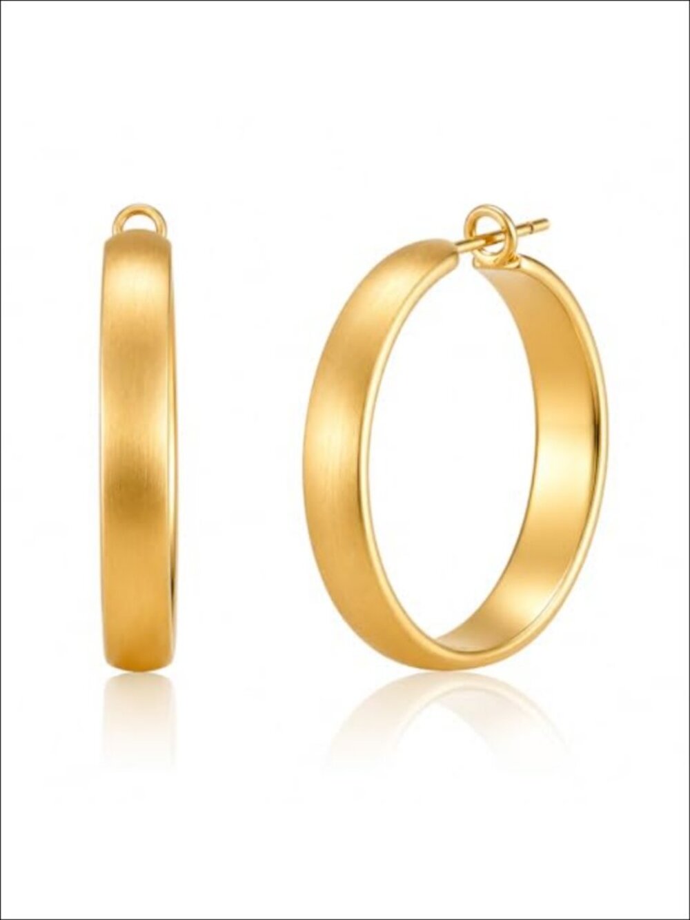 14k Gold Chunky Hoop Earrings 40mm Large Statement Earrings